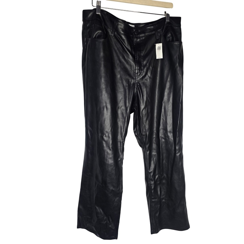 Old Navy High-Rise Boot-Cut Faux Leather Pants Women 18 Black 732304-00-1 Vegan - Picture 3 of 8